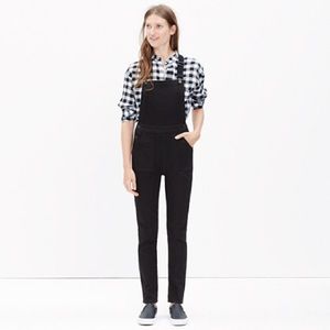 Madewell Denim Black Cross-Back Overalls